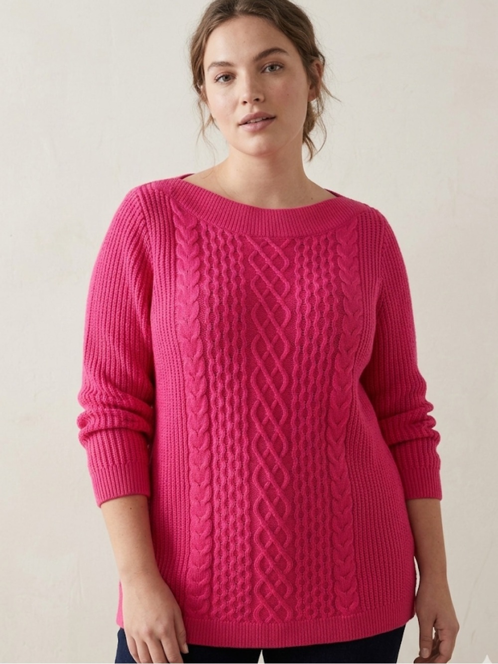 56 Tommy Hilfiger Cable‑Knit Sweater Top – Size XL | Preppy Classic | Pink Cozy
